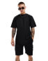 ONLY & SONS plisse oversized t-shirt co-ord in black