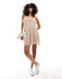 ASOS DESIGN frill detail cami mini dress in beige