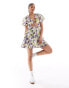 ASOS DESIGN Tall mini cut out dress with godet skirt in lilac floral