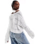 Hollister open stitch cropped jumper in white