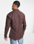 ASOS DESIGN slim oxford shirt in deep brown