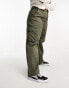 Dr Denim Plus Echo utility wide leg trousers in khaki