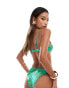 South Beach shiny abstract print underwire bikini top in green