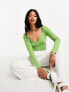 Glamorous long sleeve sweetheart neck bodysuit in green