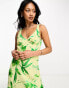 ASOS DESIGN sleeveless plunge neck burnout midi dress in green floral