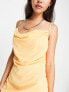 Pretty Lavish Keisha ruched midaxi dress with thigh split in matte orange