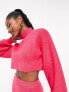 Aria Cove ribbed roll neck cropped jumper with volume sleeve co-ord in pink