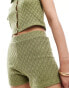 ASOS DESIGN co-ord textured micro shorts in olive