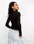 ASOS DESIGN sheer knitted asymmetric top in metallic yarn in black