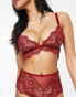 ASOS DESIGN Fuller Bust Rosie lace longline bra in burgundy