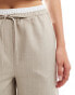 ASOS DESIGN Tall double waistband tailored trouser in taupe stripe