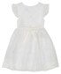 Baby Girls White Embroidered Flutter Sleeve Fit-and-Flare Dress