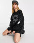 Bershka California v-neck sweatshirt in black