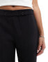 Mango slim button waist trouser in black