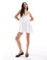 Pull&Bear tiered mini dress in white