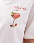 Miss Selfridge Strawberry Daiquiri oversized t-shirt in white