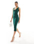 Vesper exclusive bow tie detail bodycon midaxi dress in forest green