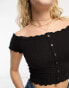 New Look ribbed bardot top in black