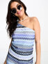 Vila chevron one shoulder top co-ord in blue