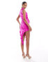 AX Paris slinky sleeveless asymmetric ruffle hem mini dress in pink