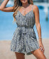 Women's Blue Paisley Sleeveless Wide Leg Romper