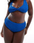 In The Style Plus exclusive crinkle high leg bikini bottoms co-ord in cobalt blue