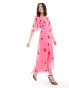 Hope & Ivy wrap maxi dress in pink & red