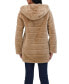 Women's Hooded Grooved Faux Fur Coat