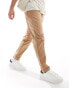 ASOS DESIGN straight ripstop trousers in tan