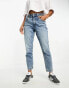 ASOS DESIGN Petite slim mom jeans in mid blue