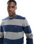 Levi's original batwing logo block stripe knit jumper in navy/grey