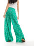 Glamorous wide leg trousers in green scribble floral