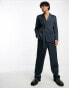 ASOS DESIGN wide leg suit trousers in navy plisse