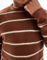 Brave Soul super soft touch relaxed fit stripe jumper in brown