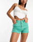 Only button front denim shorts in marine