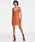 Women's Faux-Leather Utility Belted Mini Dress