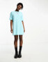 Love Moschino broken heart logo t shirt dress in turquoise