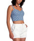 Juniors' Portia Striped Denim Crop Top