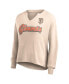 Women's Cream Distressed San Francisco Giants Go For It Waffle Knit Long Sleeve Notch Neck T-shirt