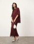 ASOS EDITION floral cutwork oversized tshirt co-ord in burgundy