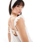 Wednesday's Girl ruffle sleeve tiered broderie mini dress in white