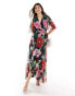 Hope & Ivy wrap maxi dress in black base floral