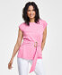 Women's Crewneck Belted Top, Created for Macy's