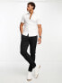 New Look short sleeve muscle fit oxford shirt in white