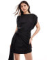 Pretty Lavish textured wrap mini dress in black