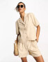 Y.A.S tailored pinstripe short sleeve blazer co-ord in cream