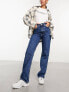 Weekday Rowe extra high waist regular fit straight leg jeans in nobel blue