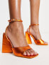 Public Desire Eagle triangle heel sandals in metallic orange