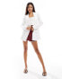 Mango linen relaxed blazer in white