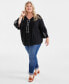 Plus Size Embroidered Pintuck Blouse, Created for Macy's